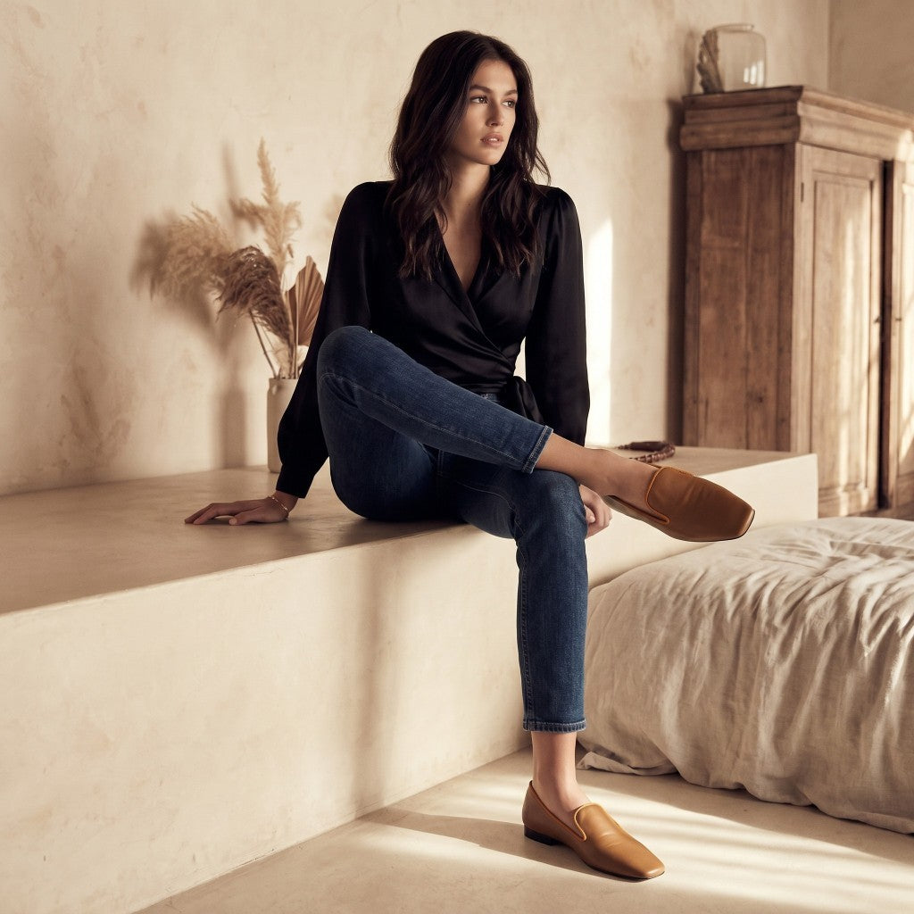 Damen Karree Loafers in Camel