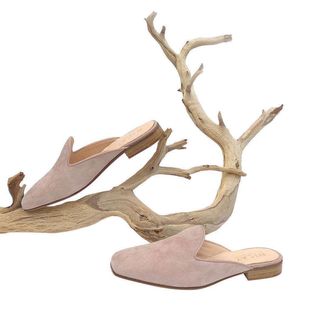 Mules aus Veloursleder