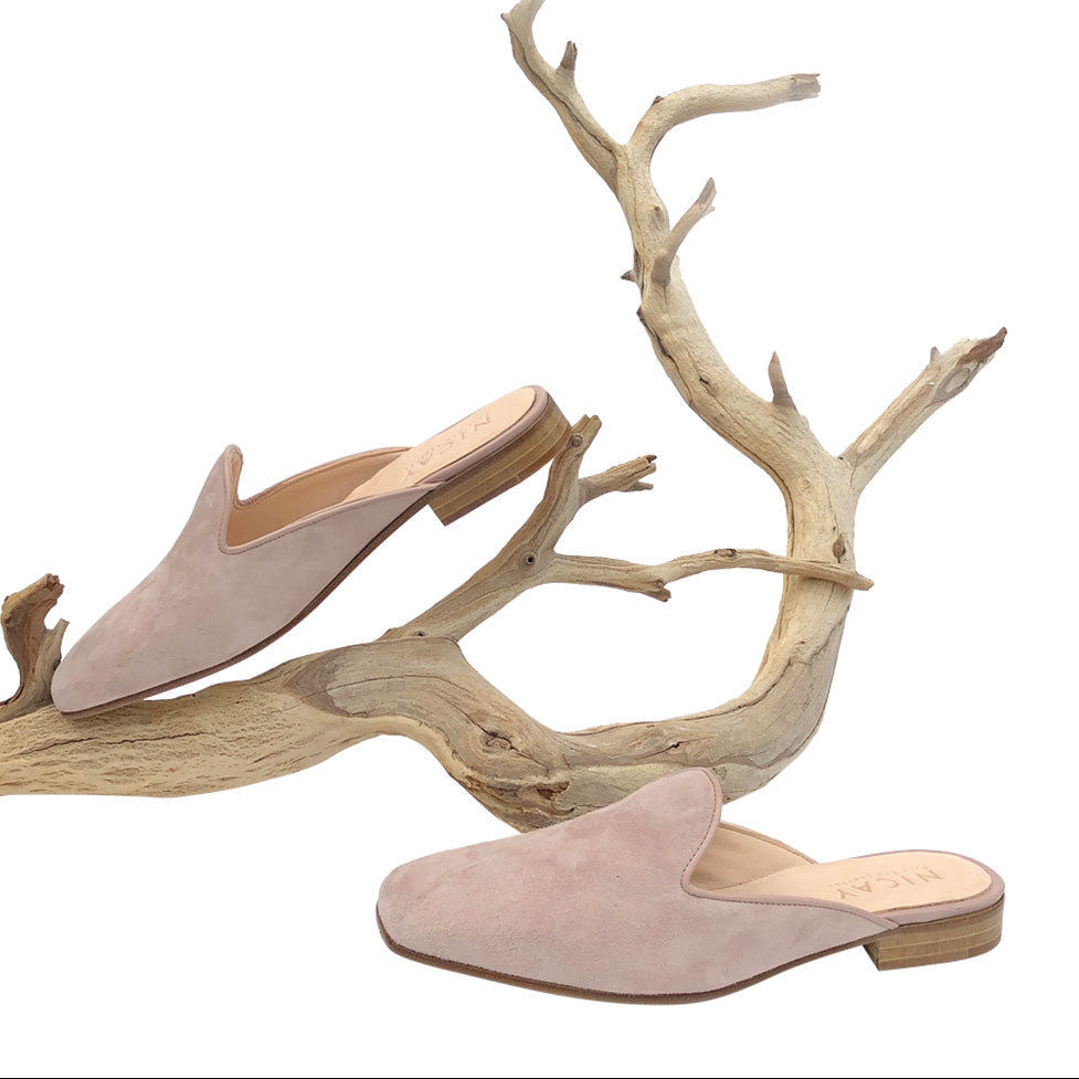 Mules aus Veloursleder