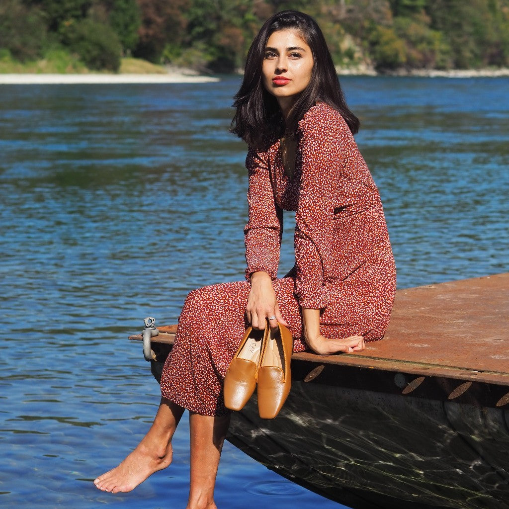 Damen Karree Loafers in Camel