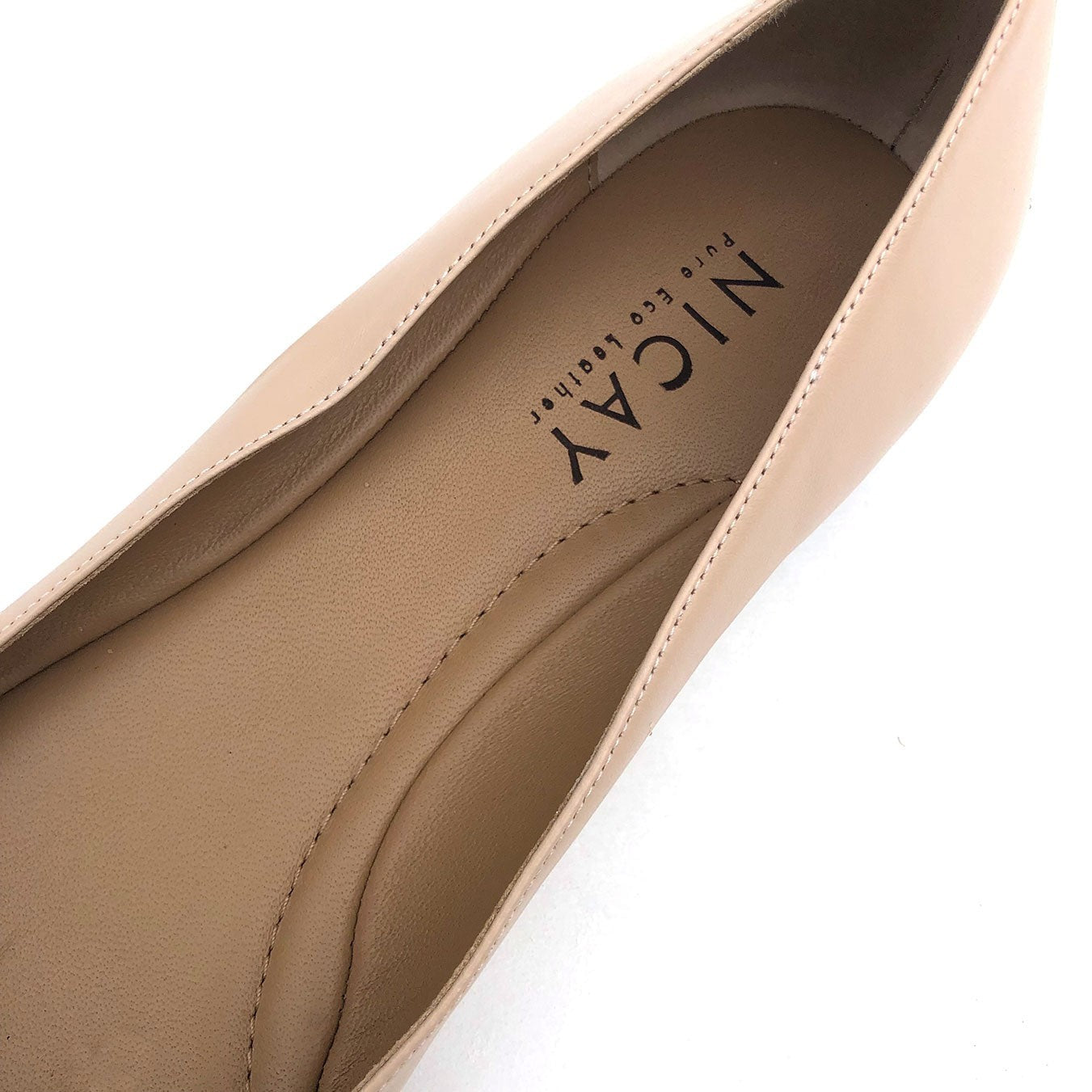 NICAY Nude Leder Ballerinas AUDREY mit spitzer Schuhspitze, handgefertigt in Italien, weich gepolsterte Innensohle